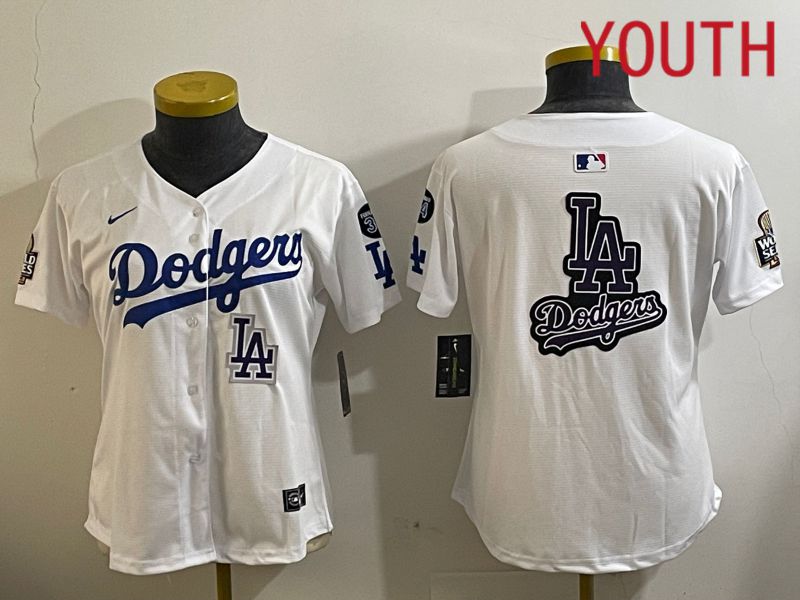 Youth Los Angeles Dodgers Blank White Game 2024 Nike MLB Jersey style 112127->youth mlb jersey->Youth Jersey